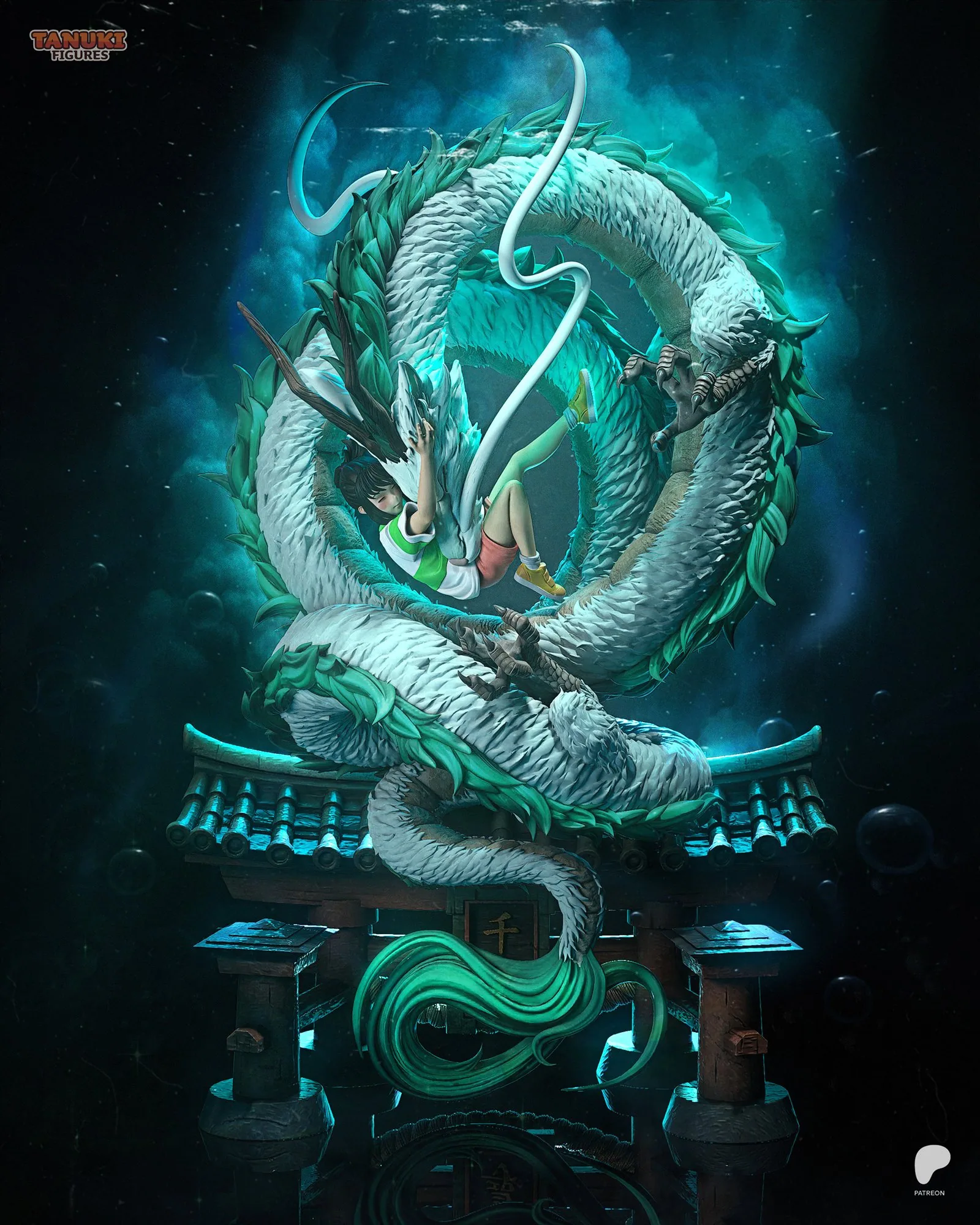 Chihiro & Haku — Spirited Away — hand-painted resin figure