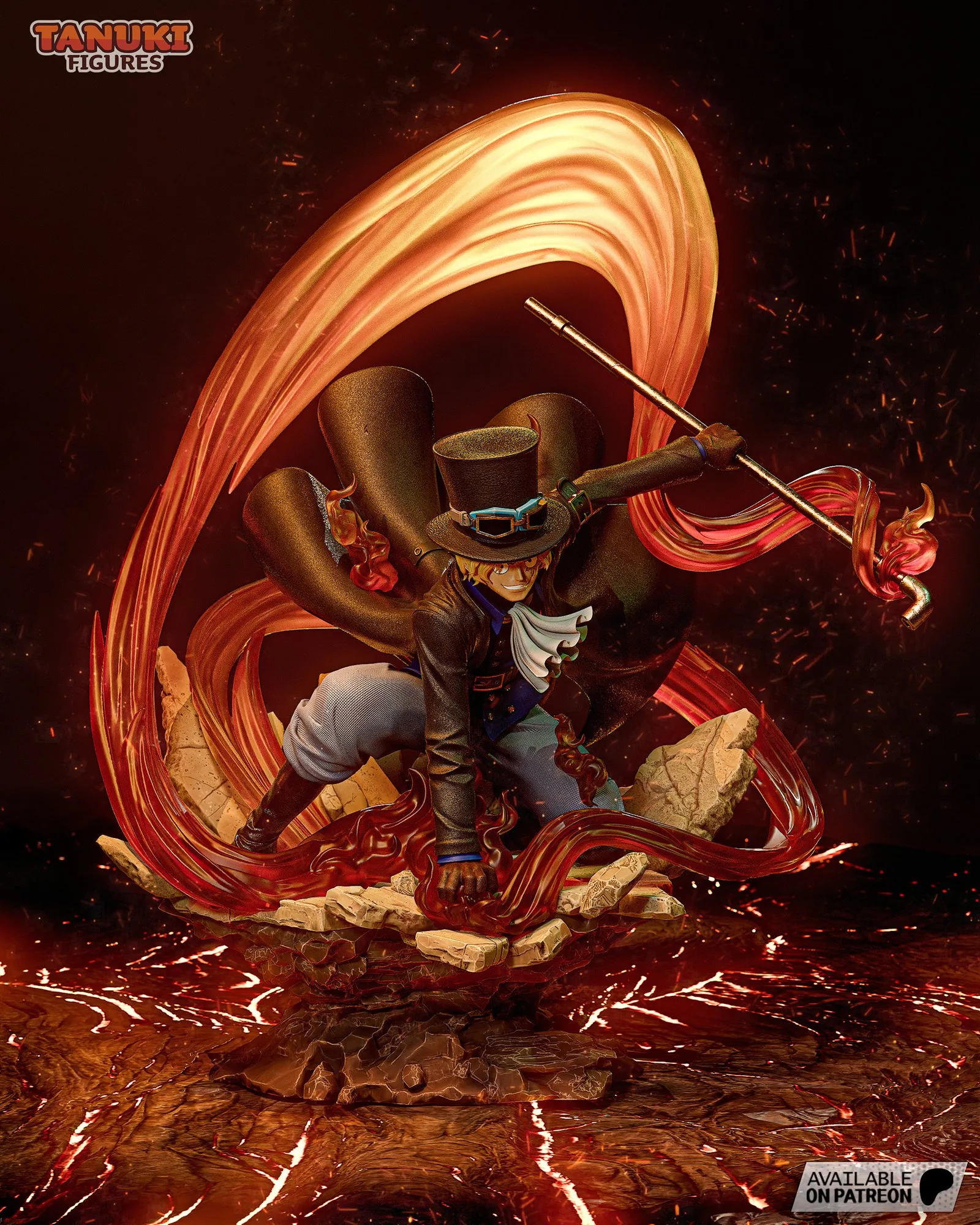 Sabo — Flame Emperor — hand-painted resin figure